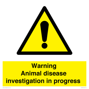 Warning Animal disease investigation in progress
